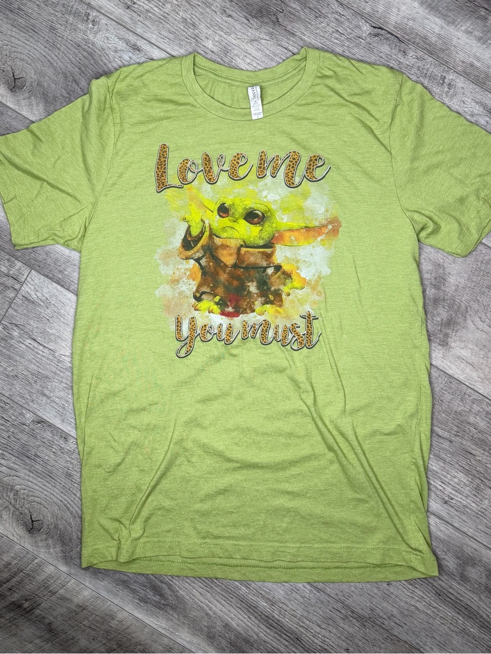 Bella Canvas Light Green 'Love Me You Must' Baby Yoda Graphic Tee